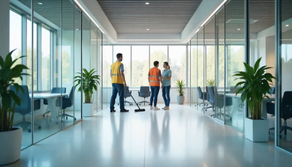 Professionelles Reinigungsteam bei der Büroreinigung in Bühl